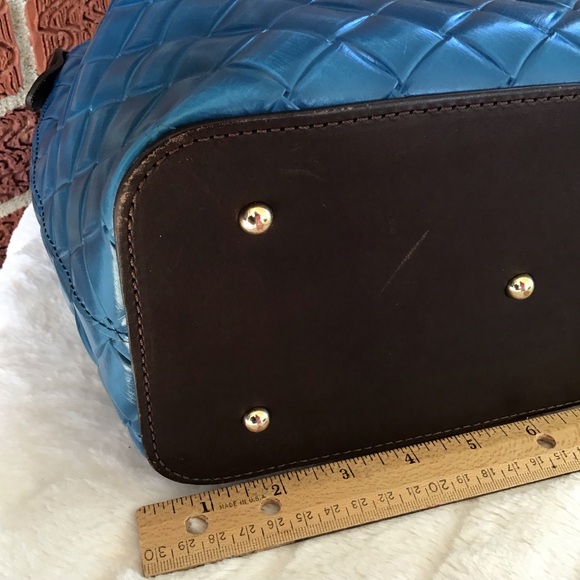 Dooney woven Barlow satchel basket weave embossed leather - Picture 10 of 16